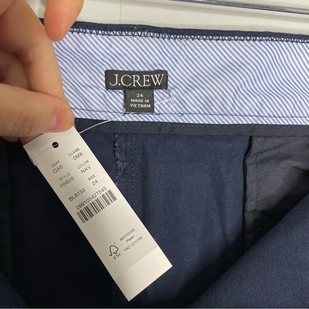 NWT J. Crew 10” Bermuda Stretch Chino Shorts Cotton In Navy Blue Size 24